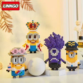 Linkgo Minion Connection Building Blocks Dave Stuart Funny 3D Model Anime Minions Mini Brick Figure Toy For Christmas Gift 1