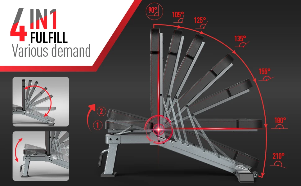 Panca Pesi Regolabile JOROTO MD80 - Portata 450 Kg Per Allenamento Casa - Foto 5
