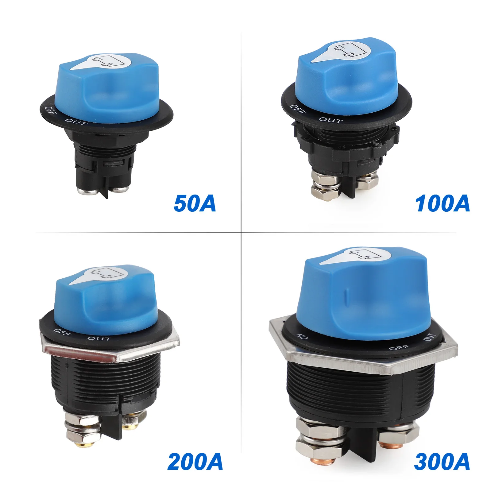 50 100 200 300A Car Battery Race Rally Switch 12V Battery Disconnector Isolator Cut Off Switch Kit For RV Motorcycle Truck Boat