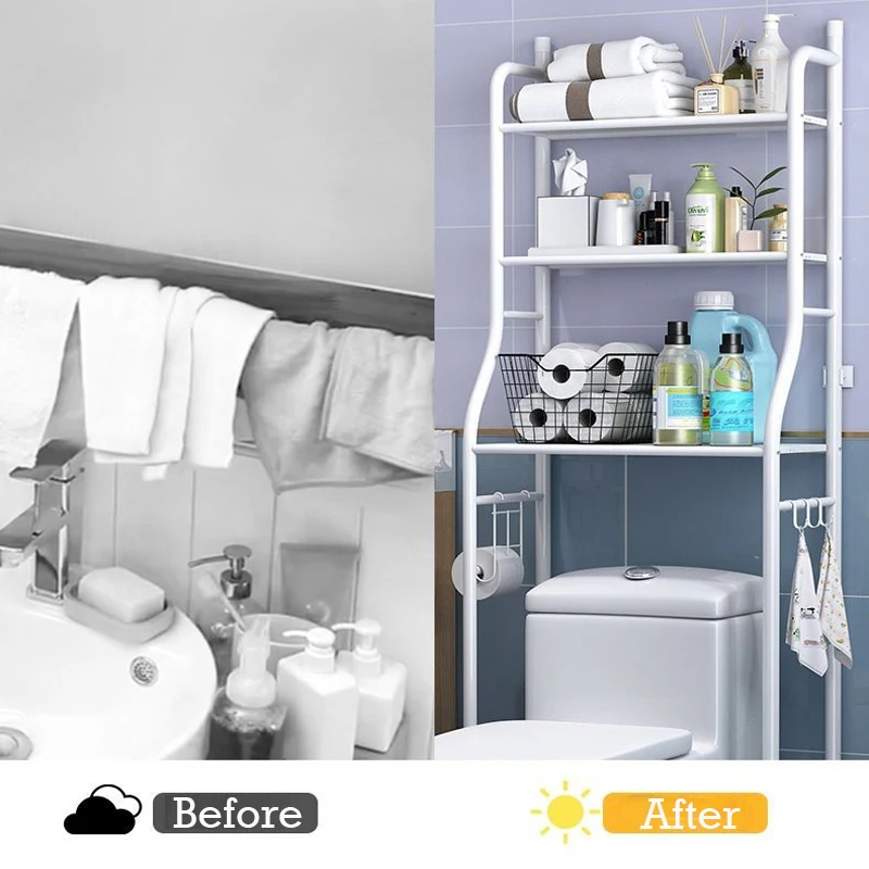 Bathroom 3 Tiers Shelves Rack Stainless Steel Toilet Cabinet Shelf Kitchen  Washing Machine No Punch Floor Shelf Organizer Holder - AliExpress