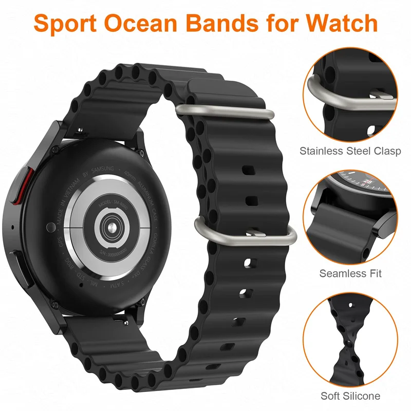 Ocean band For Samsung Galaxy Watch 4-6-classic/5-Pro/active 2/Gear S3 Silicone 22mm 20MM correa Huawei watch GT 4-3-pro-2 strap