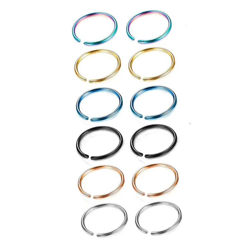 Hoop Earrings Piercing Jewelry Nose Rings Body Piercing Jewelry Body Jewelry Ear Piercing Jewelry Body Piercing Earrings 0.8mm Thin Fake Nose Ring Septum Helix Nostril Piercing Labret Lip Fake Piercing Titanium Cartilage Earrings Hoop