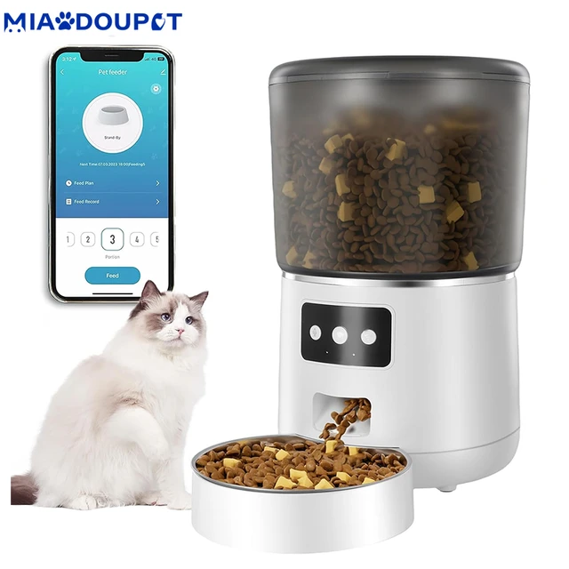 Comedero automático para gatos, dispensador inteligente de alimentos para  mascotas con control de aplicación, alimentador automático habilitado para