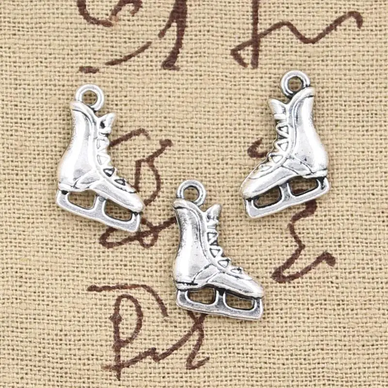 10pcs 매력 아이스 스케이트 신발 17x12mm 골동품 실버 컬러 도금 펜 던 트 만들기 DIY 수 제 티벳 보석 찾기