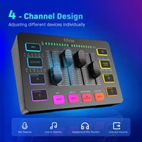 FIFINE Gaming Audio Mixer,Streaming 4-Channel RGB Mixer with XLR Microphone Interface,for Game Voice,Podcast,AmpliGame SC3 2