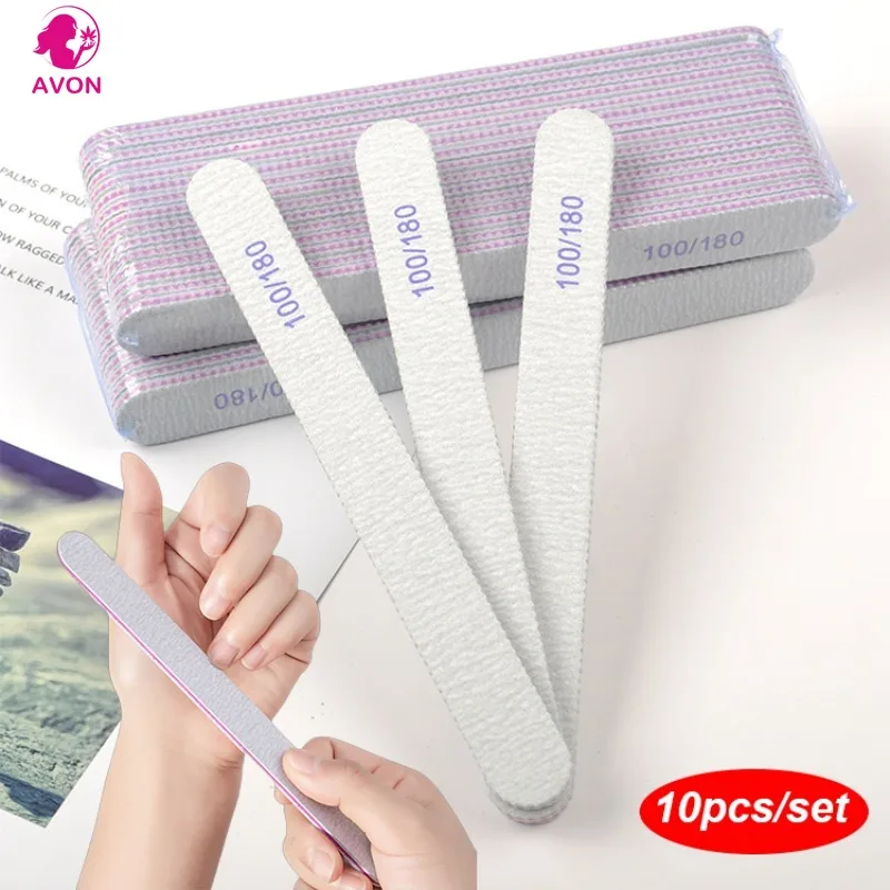 

10Pcs/lot Professional Nail File Polish Accessories Manicure Nail File 100 180 Buffer DIY Manicure Pedicure UV Gel Tips