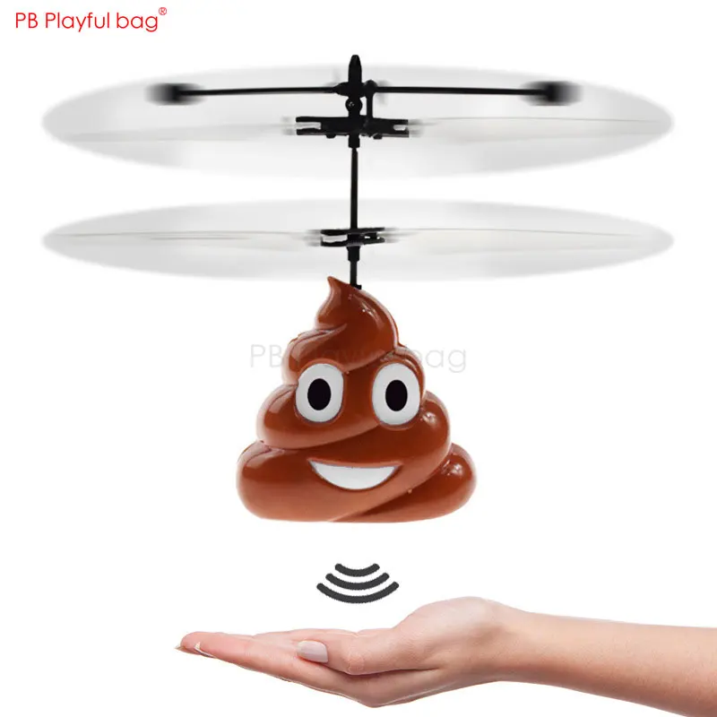 

Playful bag Funny Cartoon Poop Sensing Aircraft USB Flying Children Suspended toys Poop drone Leisure toy AC58