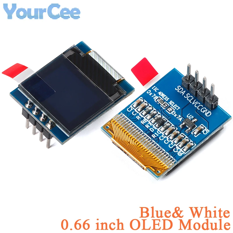 

0.66" 0.66 inch OLED LCD Dispaly Screen Module 3.3V White Blue SSD1306 Driver I2C IIC 64X48 LED 64*48