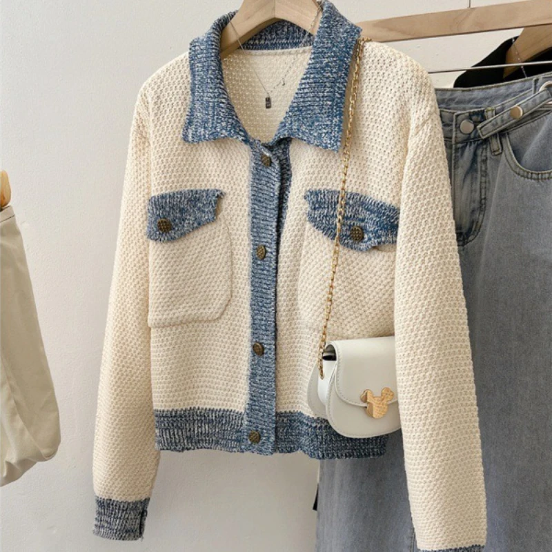 Women Elegant Cardigan Sweater Autumn Fashion Long Sleeve Knitted Top