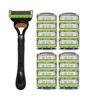 Manual Shaving For Men Replace Head Five Layer Blade five Comfortable Shaving Blades The Latest Blue No Skin Damage