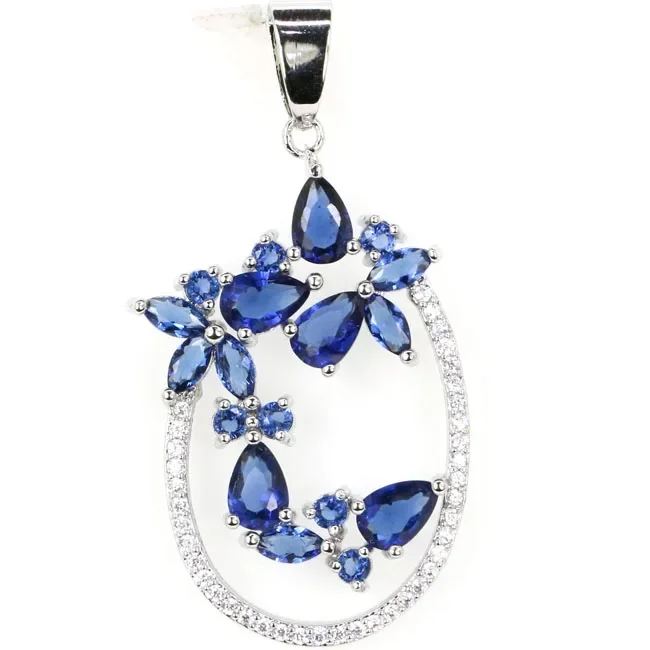 925 SOLID STERLING SILVER PENDANT Luxury Tanzanite Pink Tourmaline Golden Citrine White CZ Wedding bride