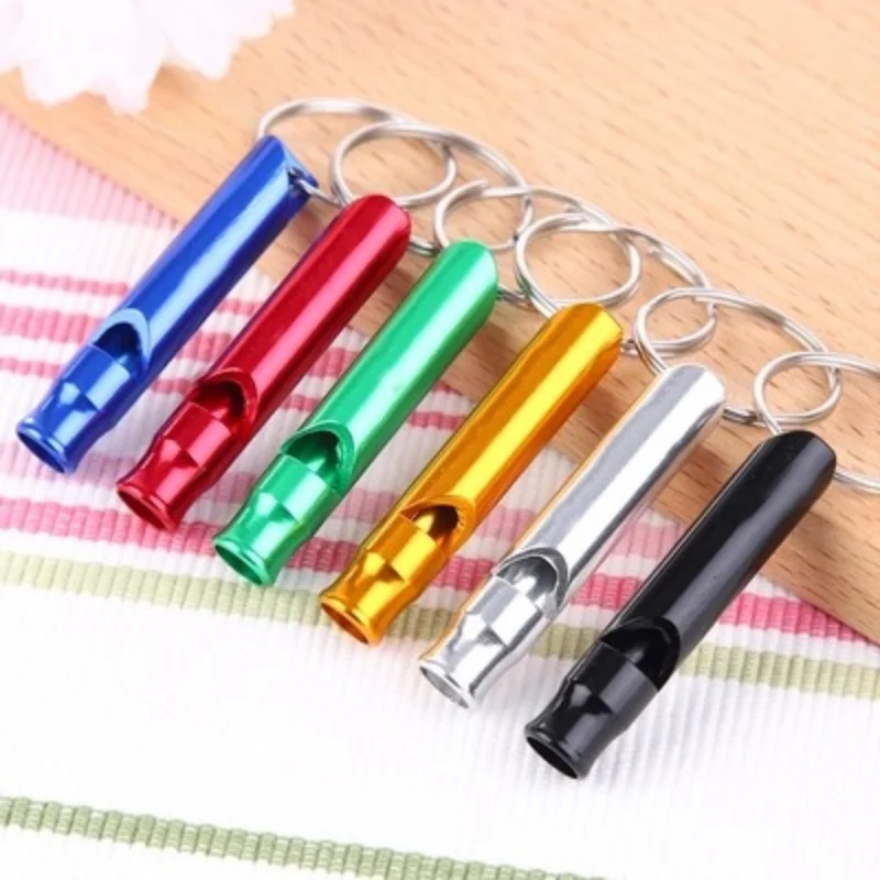 

5pcs/set Whistles Aluminium Alloy Whistles for Sports Emergency First Aid Whistles with Keyring Travel Portable Color At Random