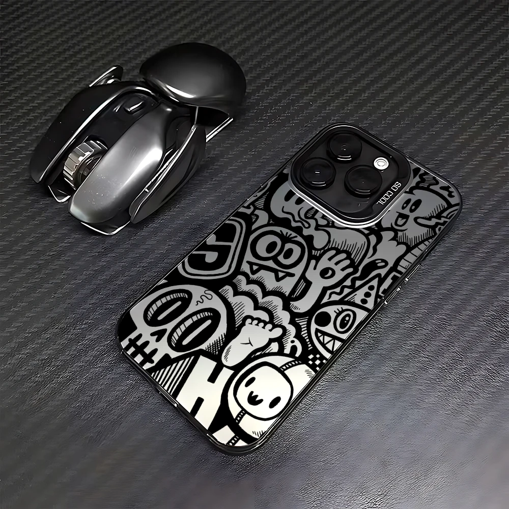 Matte Black Graffiti Style Phone Case