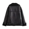 UNIZERA 2023 Autumn/Winter New Women's Wear New Fashion Casual Loose Versatile Leather and Fur One Piece Jacket Coat 4