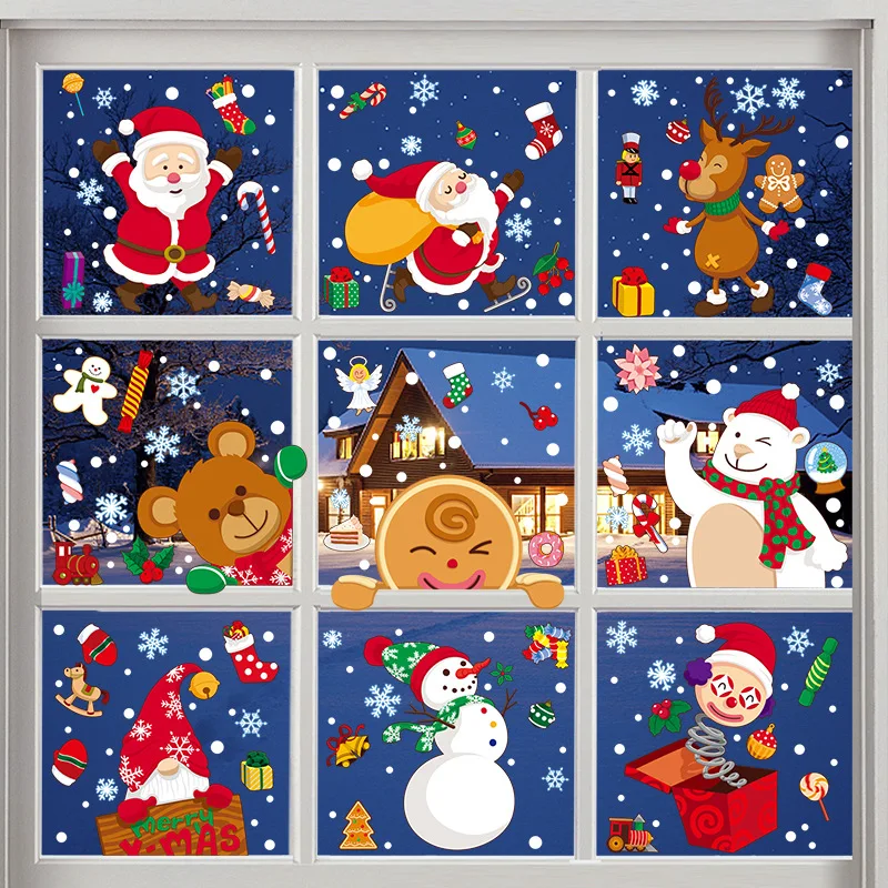 Christmas decorations, snowman elk window stickers, Christmas happiness