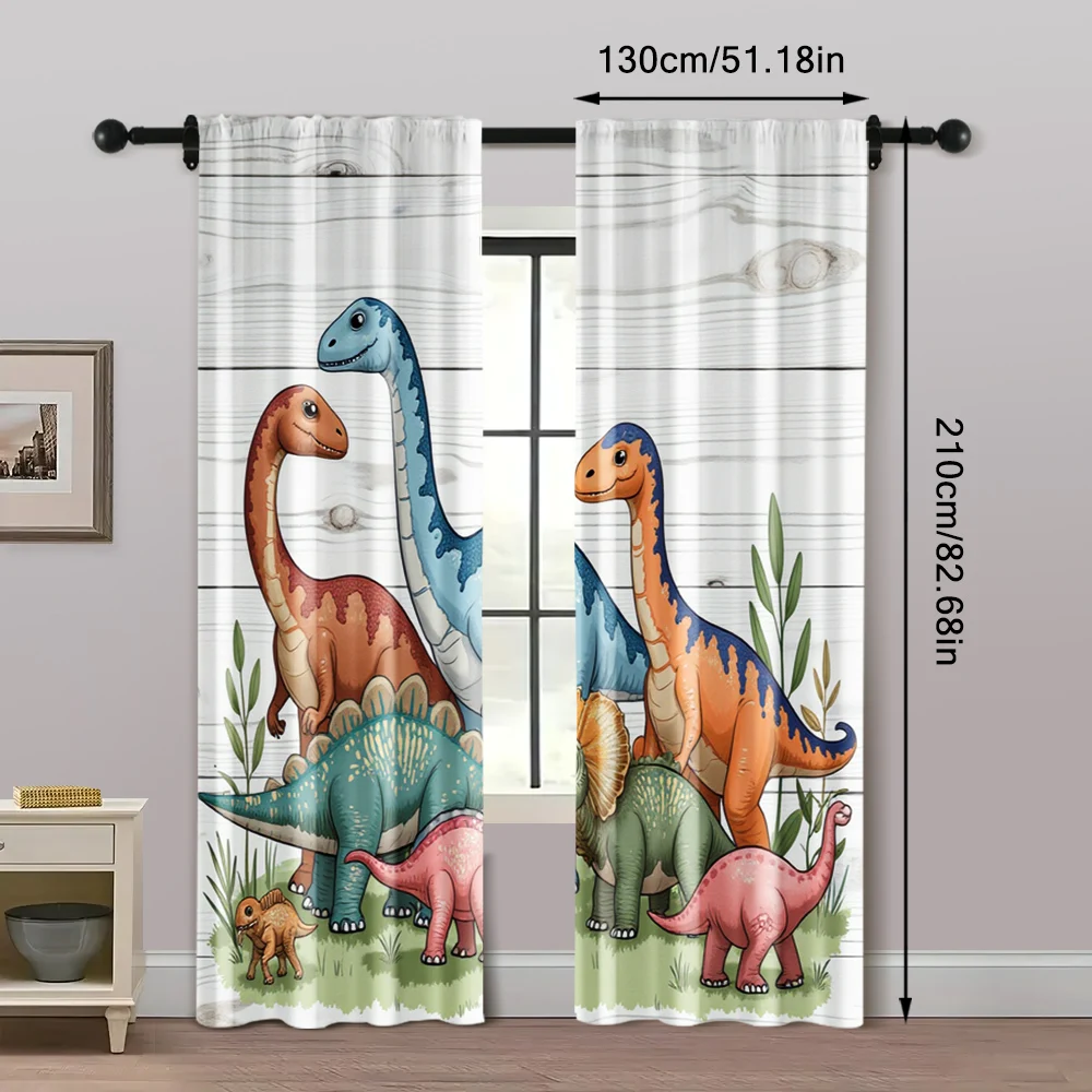 2pcs, Upscale Curtains retro dinosaur Durable Polyester (without rod) Stuff Clearance Use for Bedroom, Living Room, Office Decor 5