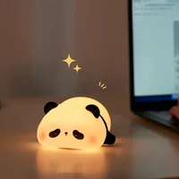 Panda-Shaped LED Night Light - USB Rechargeable Silicone Timer Lamp with Soft Glow for Kids' Bedroom  &  Nursery Decor 4