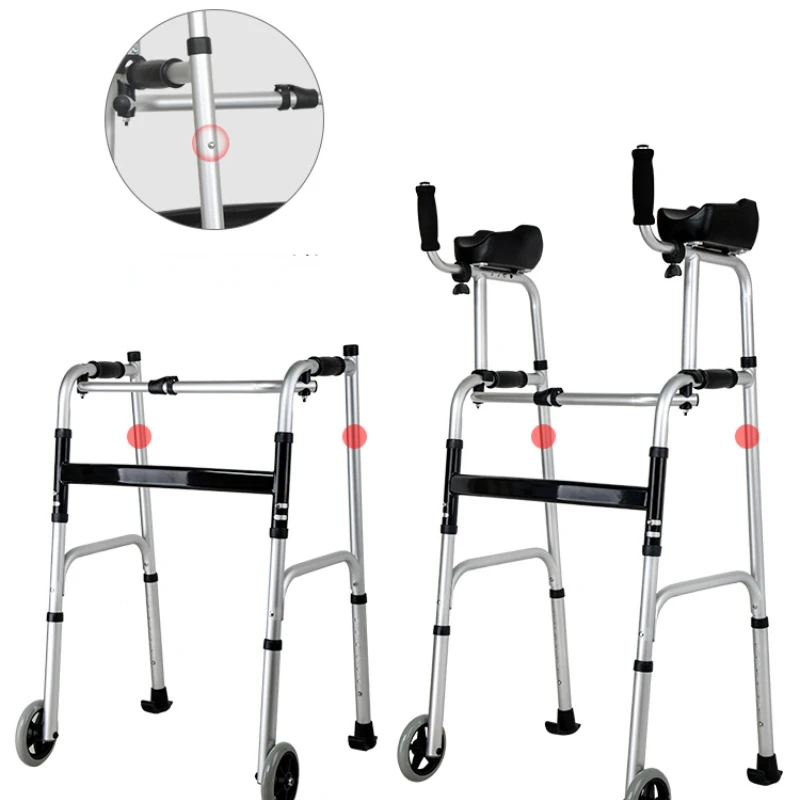 Foldable Elderly Walking Aid NonSlip FourLegged Base Walker Cane Portable Adjustable Senior Support Lightweight Mobility Device