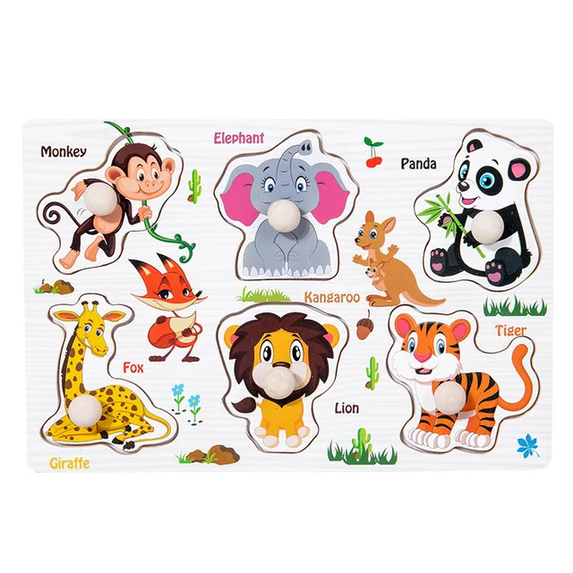 New Montessori Toys Wooden Puzzle Cartoon Vehicle Digital Animal Puzzles Jigsaw Puzzle Board Game Educational Toy for Children