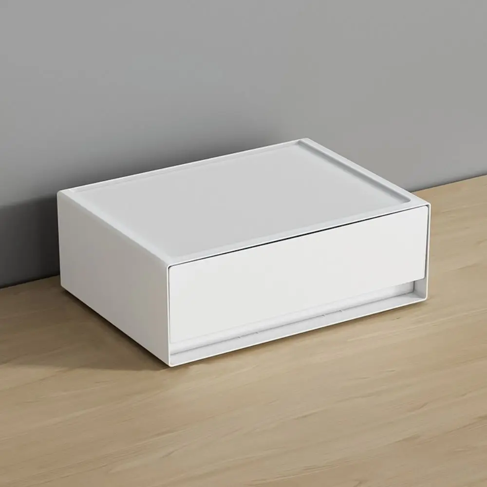 Plastic Stackable Storage Drawer White Large Capacity Desk Storage Box Space Saving Drawer Type Stationery Storage Organizer 1