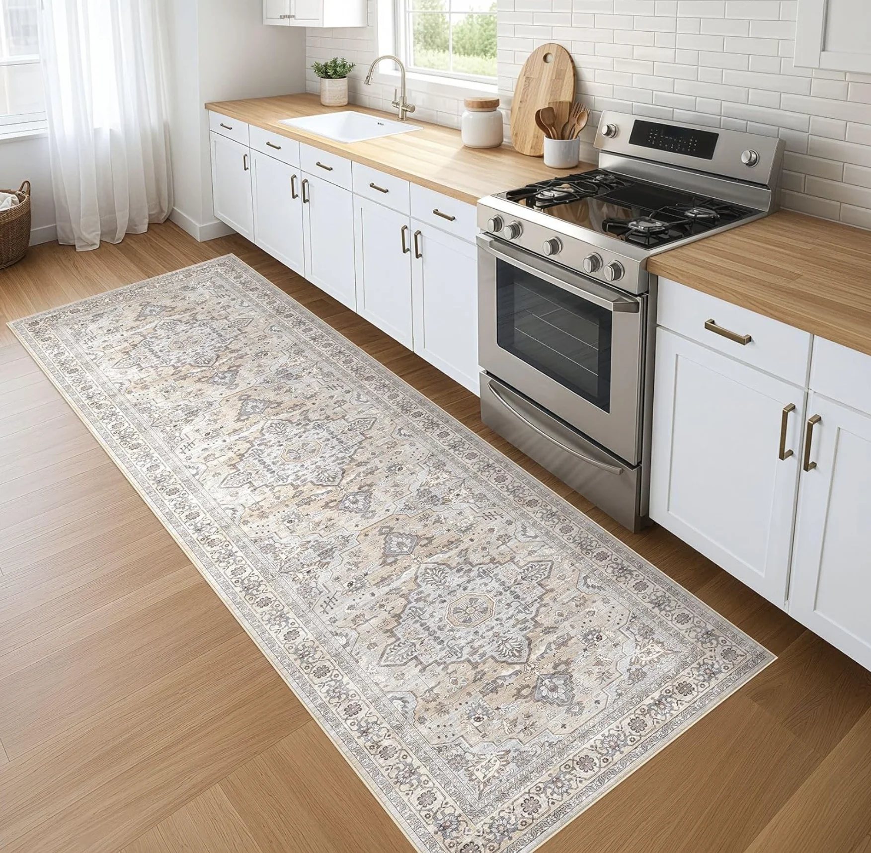 Antiderrapante lavável multi estilo corredor tapete floral retro abstrato padrão para cozinha corredor decoração de casa tapete