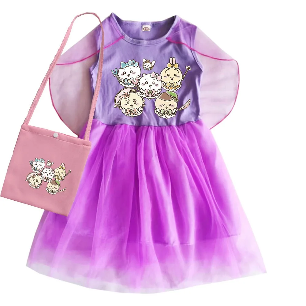 

Kawaii Chikawa Cats Clothes for Baby Girls Short Sleeve Princess Dress Kids Halloween Wedding Party Dresses Children's Vestidos
