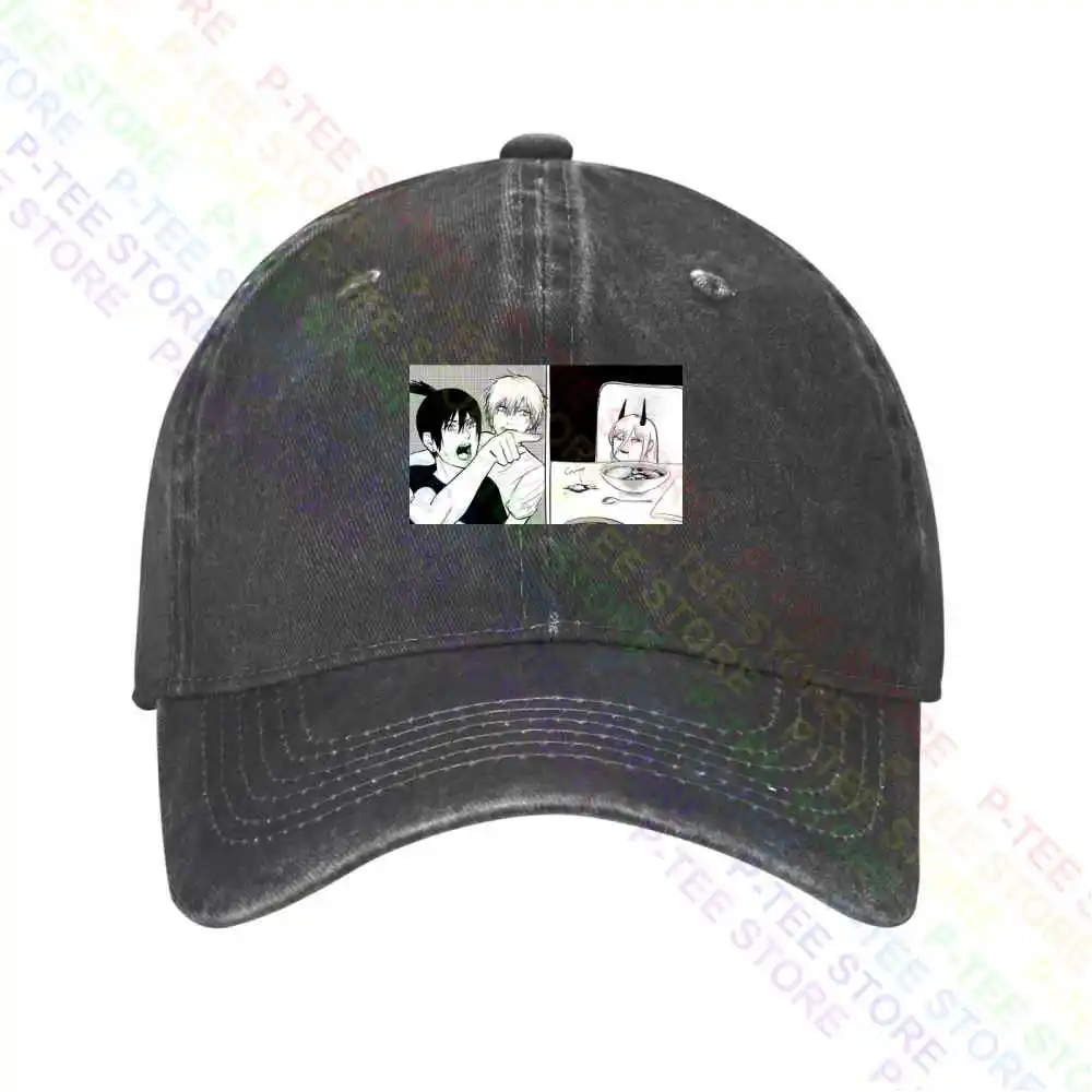 Eat The Veggie Denji Stop Aki Mad At Power Cat Meme Motosega Berretto Da Baseball Cappellini Snapback Cappello A Secchiello Lavorato A Maglia