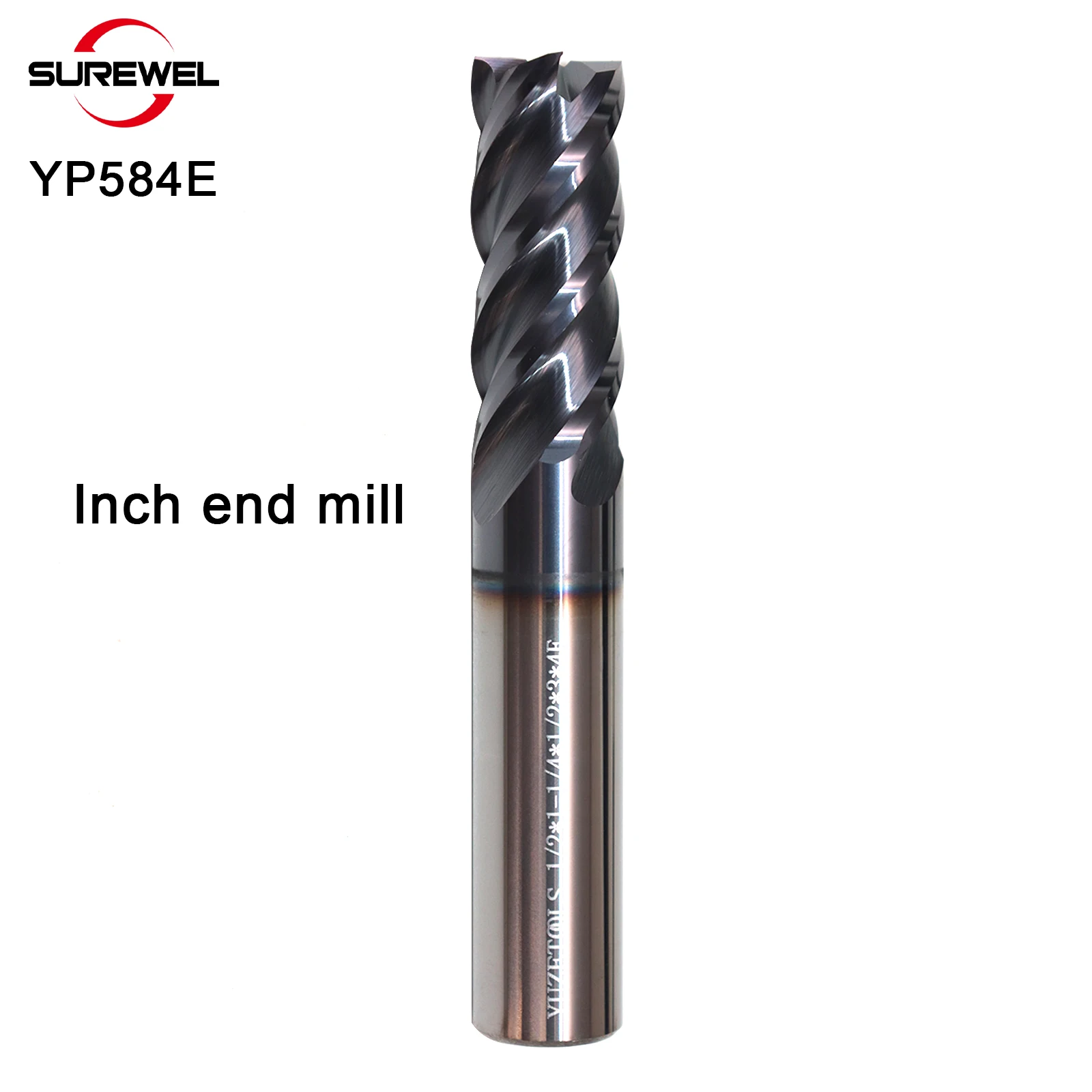 SUREWEL Vollhartmetall-Zollfräser 1/8 3/16 1/4 5/16 3/8 1/2" 4-Schneider Professionelle CNC-Schaftfräser 3,175 6,35 12,7 MM