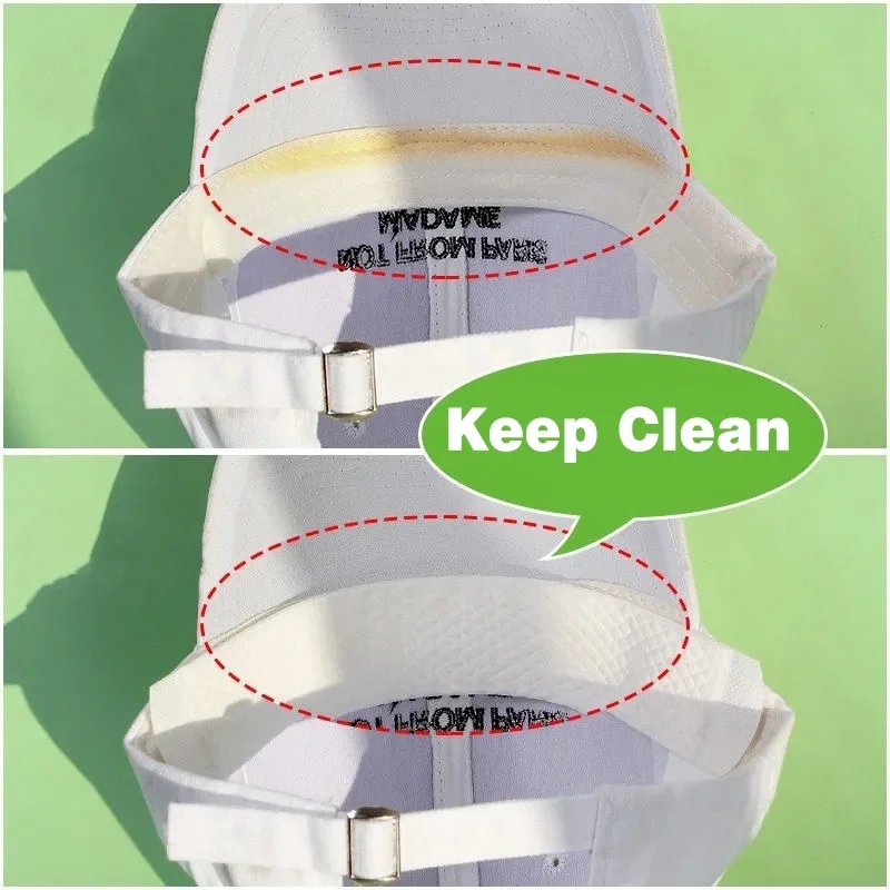 10Pcs Disposable Hat Anti Sweat Pads Invisible Anti-dirty Sweat Baseball Cap Absorbing Stickers Strip Cap Stick Liner Pads