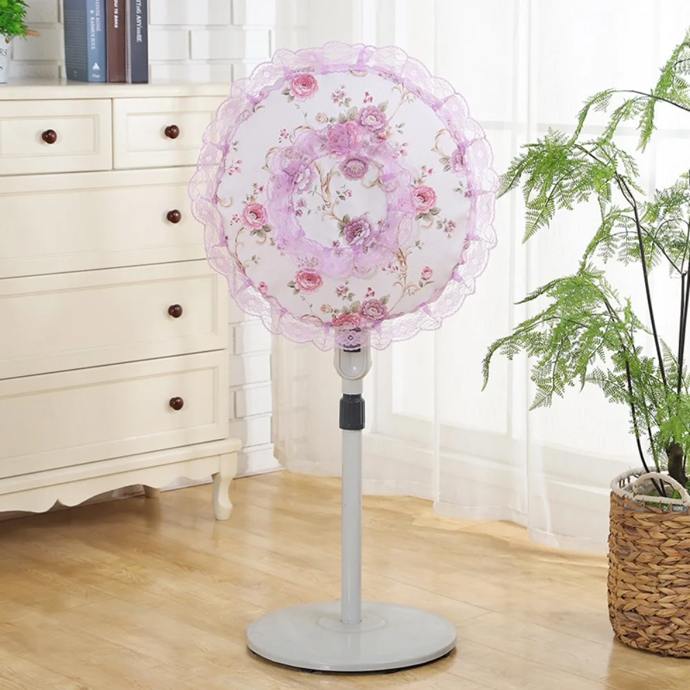 Pastoral Style Lace Electric Fan Cover Round All-inclusive Fan Dust Cover Safety Protection Dust Prevention