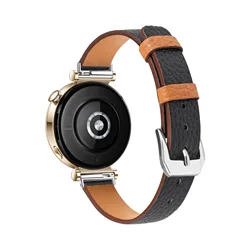 Premium 18mm Genuine Leather Watch Strap - Elegant Replacement Band - Garmin Active S (Black)