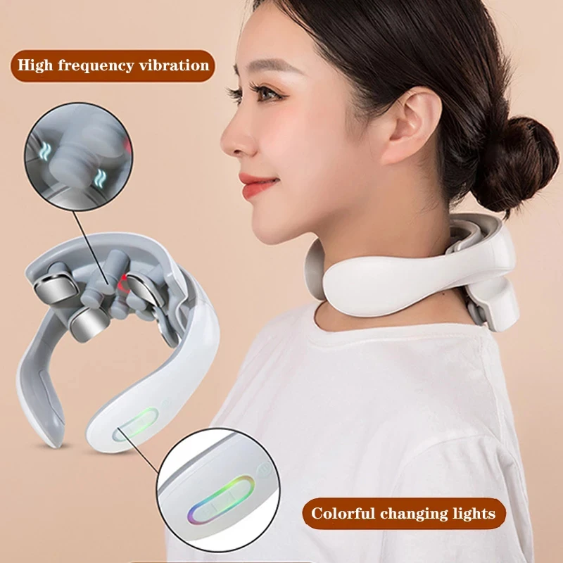 

Smart Neck Massager Electric Low Frequency Pulse Cervical Massager Rechargeable Heating Neck Back Massage Relax Relief Pains