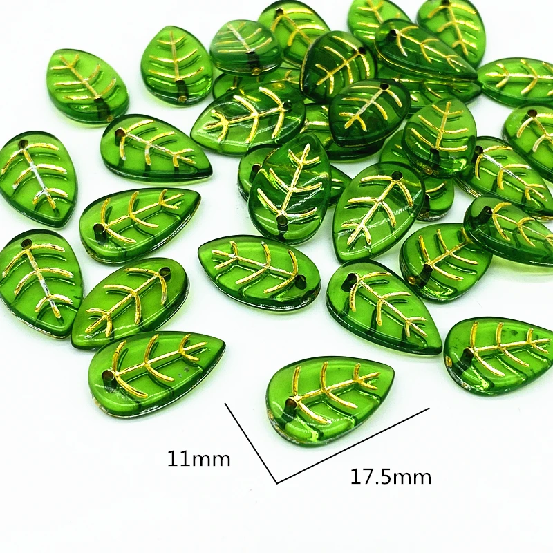 Beads For Jewelry Making 20 pcs/lot Green Small Leaf Shape Handmade DIY Accessories
