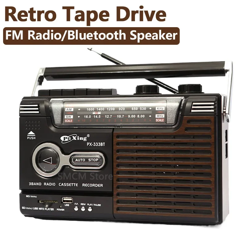 Portatile Vintage Retro Usb Am/Fm/Sw Multiband Radio Stereo Wireless Bluetooth Boombox Mp3 Audio Cassette Player Registratore