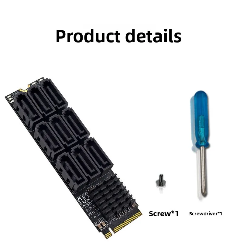 M2 NVMe M Key to 9 SATA Ports 6Gbps Expansion Card for Network