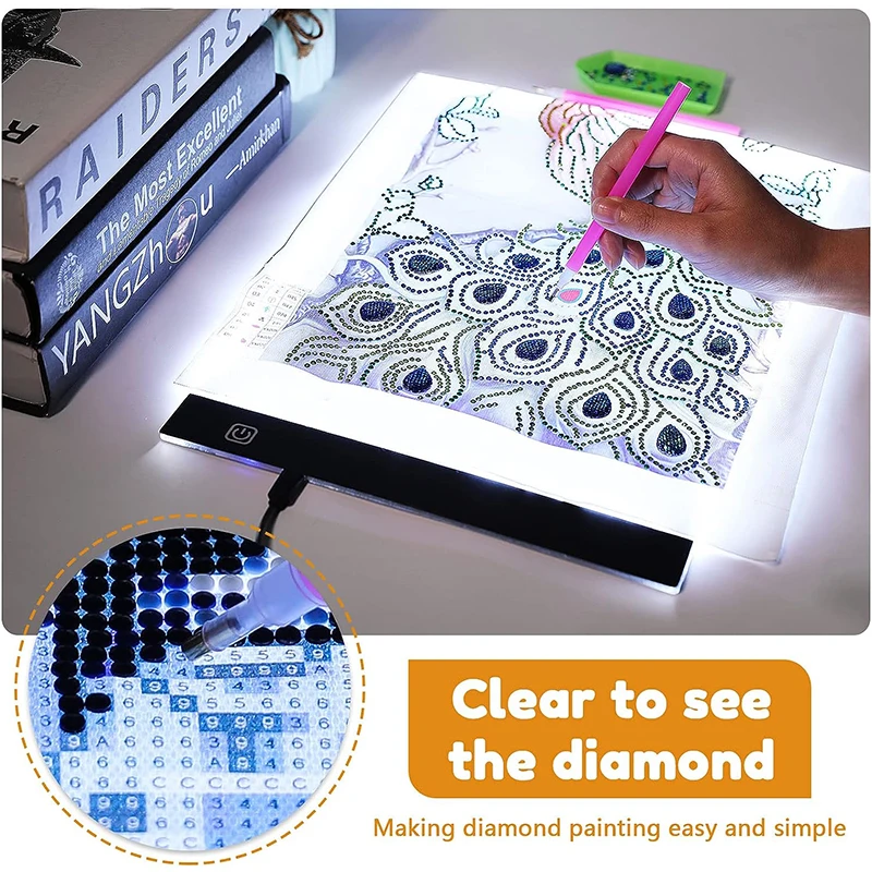 New A3/A4/A5 Three Level Dimmable Led Light Pad Drawing Board Pad Tracing  Light Box Eye Protection Easier for Diamond Painting - AliExpress