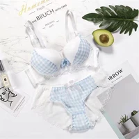 Nowy komplet biustonosz Push-Up kobiet 5 kolor bielizna koreański bez drutu Ultra cienkie biustonosze typy braletka seksowna koronkowa trójkąt puchar bawełniany biustonosz i majtki 5