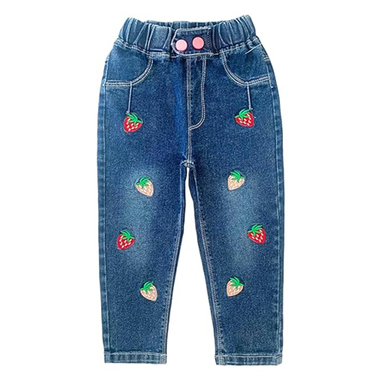 

18m-9Years Girls Jeans Children Strawberry Print Denim Pants Jeans for Kids Girl Cowboy Pants Trousers Children Clothes