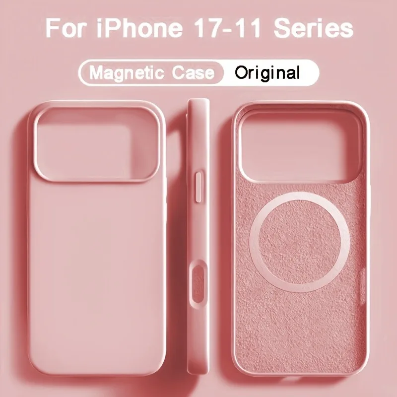 For Magsafe Magnetic Liquid Silicone Case For iPhone 17 16 15 14 13 Pro Max 17Pro Air 16Pro Wireless Charge Soft Cases Cover