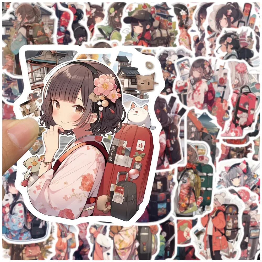 

10/30/50pcs Japanese Kimono Girl Anime Stickers Aesthetic Cartoon Decal Decorative Diary Laptop Phone Car Kawaii Sticker Kid Toy