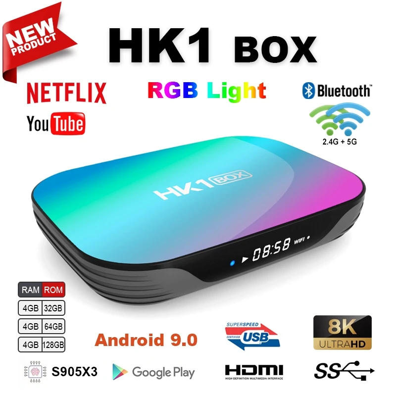 Приставка Смарт-ТВ HK1 S905 X3 Android 9 0 64 ГБ 128 Amlogic 1000 м USB3.0 H.265 4K | Электроника