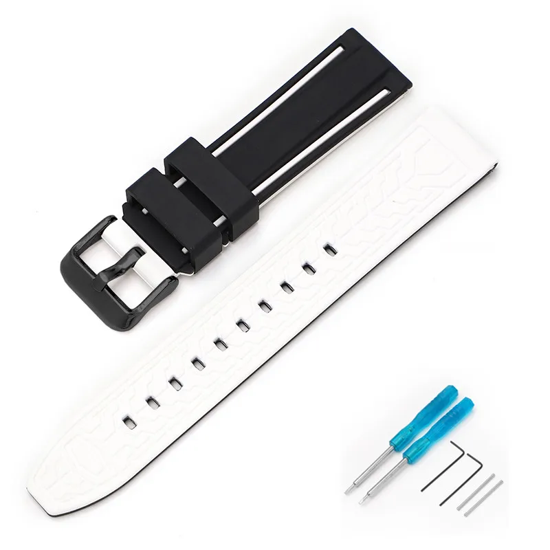 Silicone Diving Watch Band - Universal 22mm Waterproof Strap with Tool Set