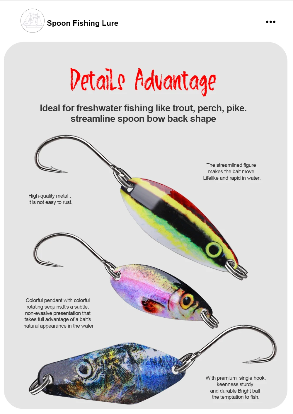 FTK Pesca Stream Bait Forelle Löffel Köder MIU 2,5g 3,5g 5,5g Spinner Kupfer Metall Angeln Löffel Köder für Forelle Barsch Hecht Lachs – Detail 7