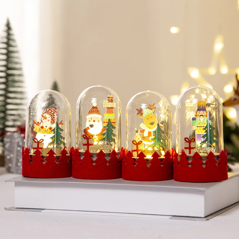 

Christmas Decoration LED Luminous Wooden Ornaments Santa Claus Elk Home Desktop Decor Crafts New Year Festival Christmas Gifts