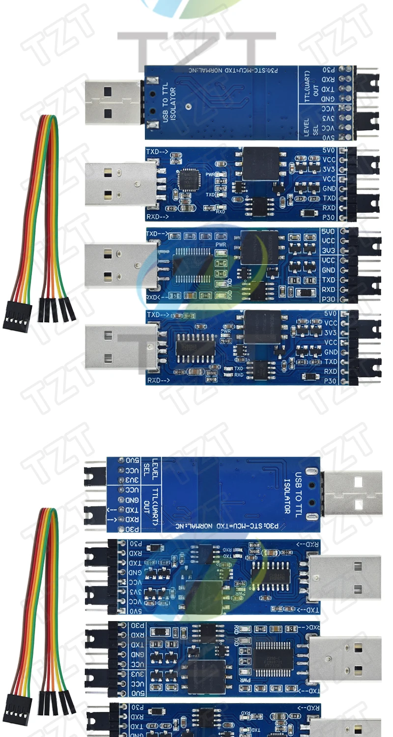 TZT 1/3 Stück USB-zu-TTL-Modul FT232 CP2102 CH340 USB-zu-UART Serielles Port-Modul mit 2-Kanal-Signalisolationsmodul – Detail 2