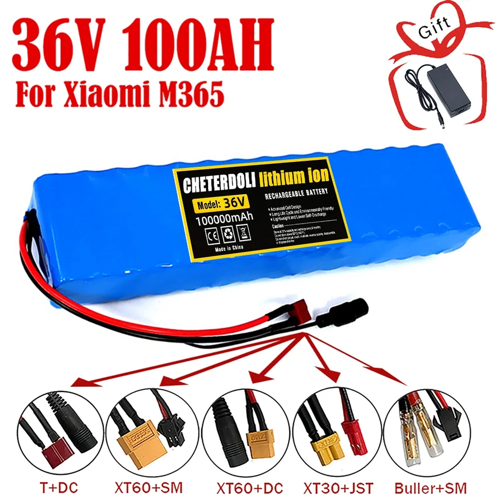 

36V 100Ah 10S3P 18650 Lithium Battery Pack 100 Watt 20A BMS T XT60 Plug for Xiaomi Mijia M365 Electric Bicycle Scooter