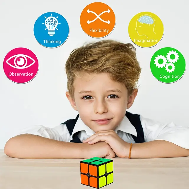 Magic Cube 2x2x2 Magic Speed Cube 2x2 Cube Smooth 3D Puzzle Toy Mini Pocket Twist Toy Educational Toys for Boys Girls Kids Adult 4
