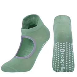 Plus Size Women Men Yoga Pilates Socks Sport Backless Cotton Anti-Slip Dance Indoor Fitness Exercise Pilates Socks
