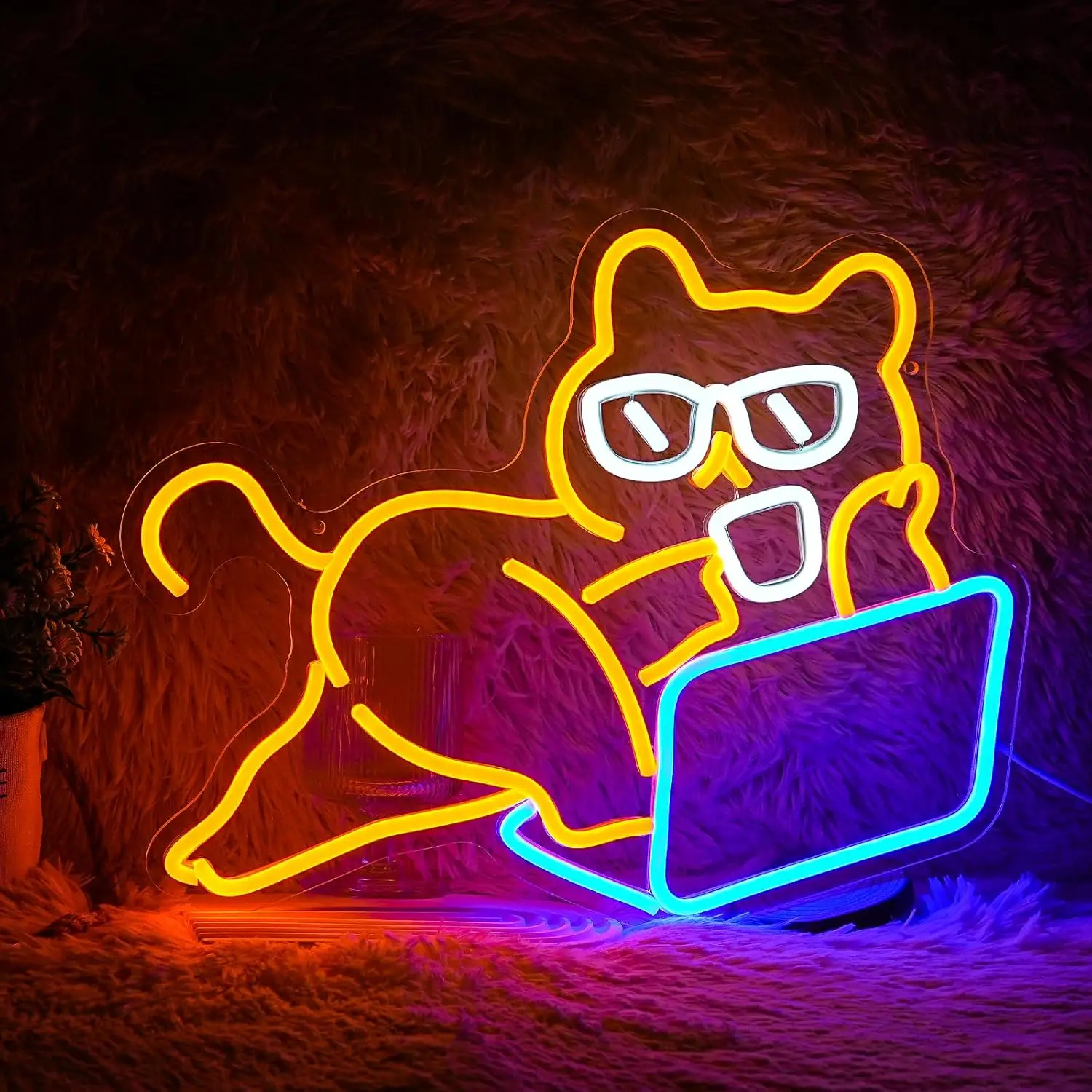 Lazy Cat Neon Light Sign Dimmable LED Neon Sign For Wall Decor Party Club Bar Hotel Resturant Room Decor Aesthetic Birthday Gift