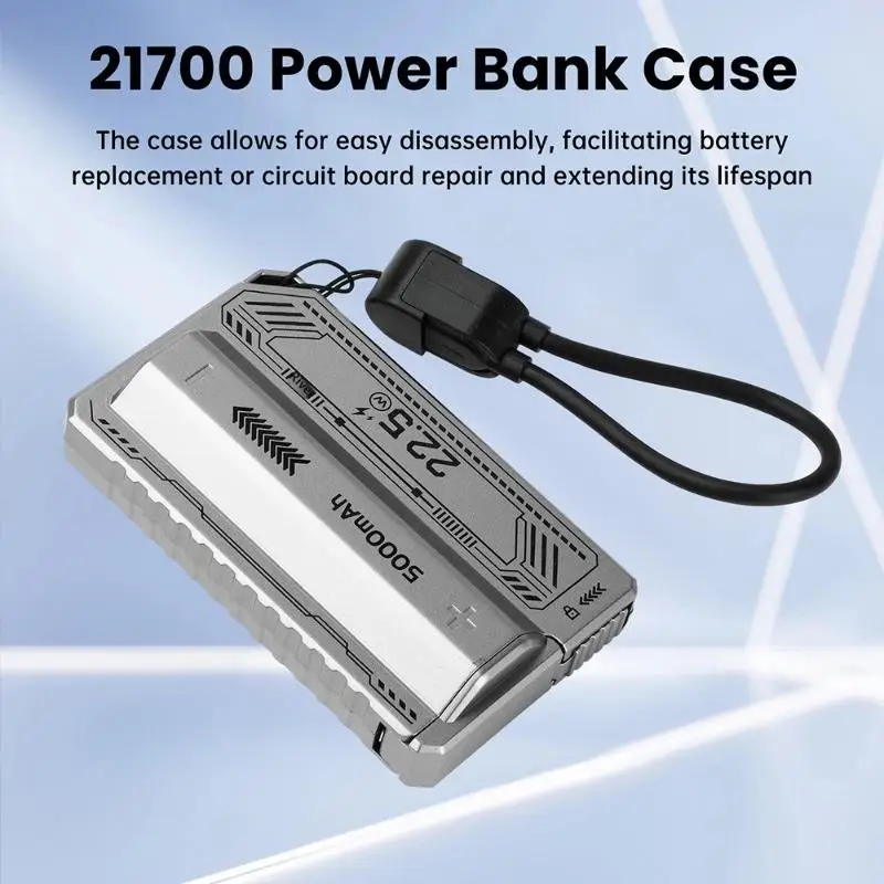 21700 파워 뱅크 케이스 무납땜 DIY 충전기, PD 20W 고속 충전 USB-C 배터리 박스 5000mAh 충전기 키트 휴대용 파워 뱅크 케이스